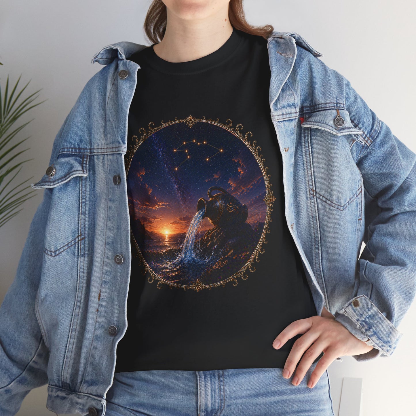 Aquarius Zodiac T-Shirt – Water Bearer Cosmic Design | Unique & Visionary Astrology Tee