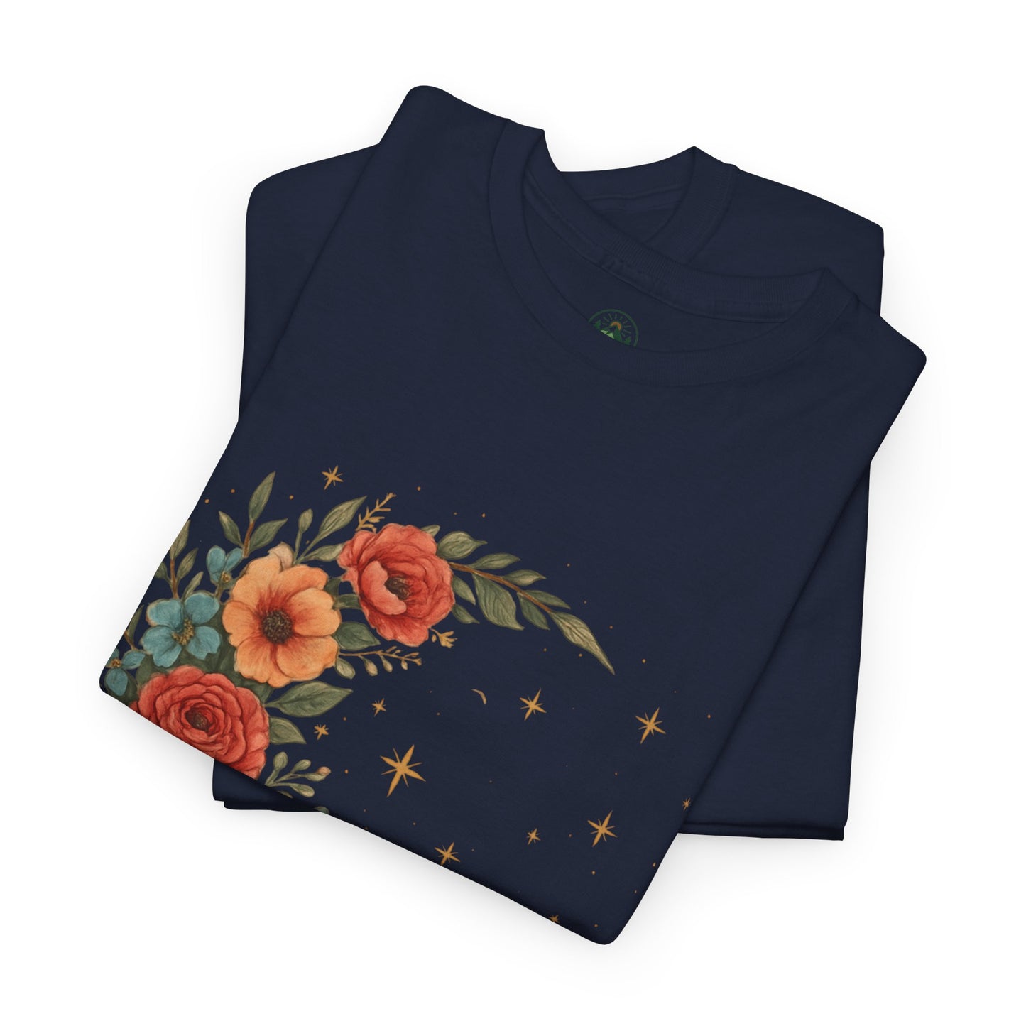 Floral Crescent Moon T-Shirt – Boho Nature Aesthetic Tee