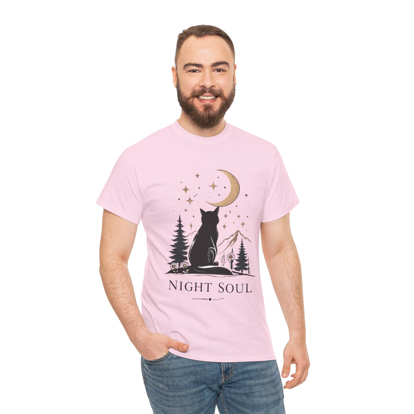 Black Cat Moon T-Shirt – Night Soul Aesthetic Tee, Minimalist Cat Lover Shirt