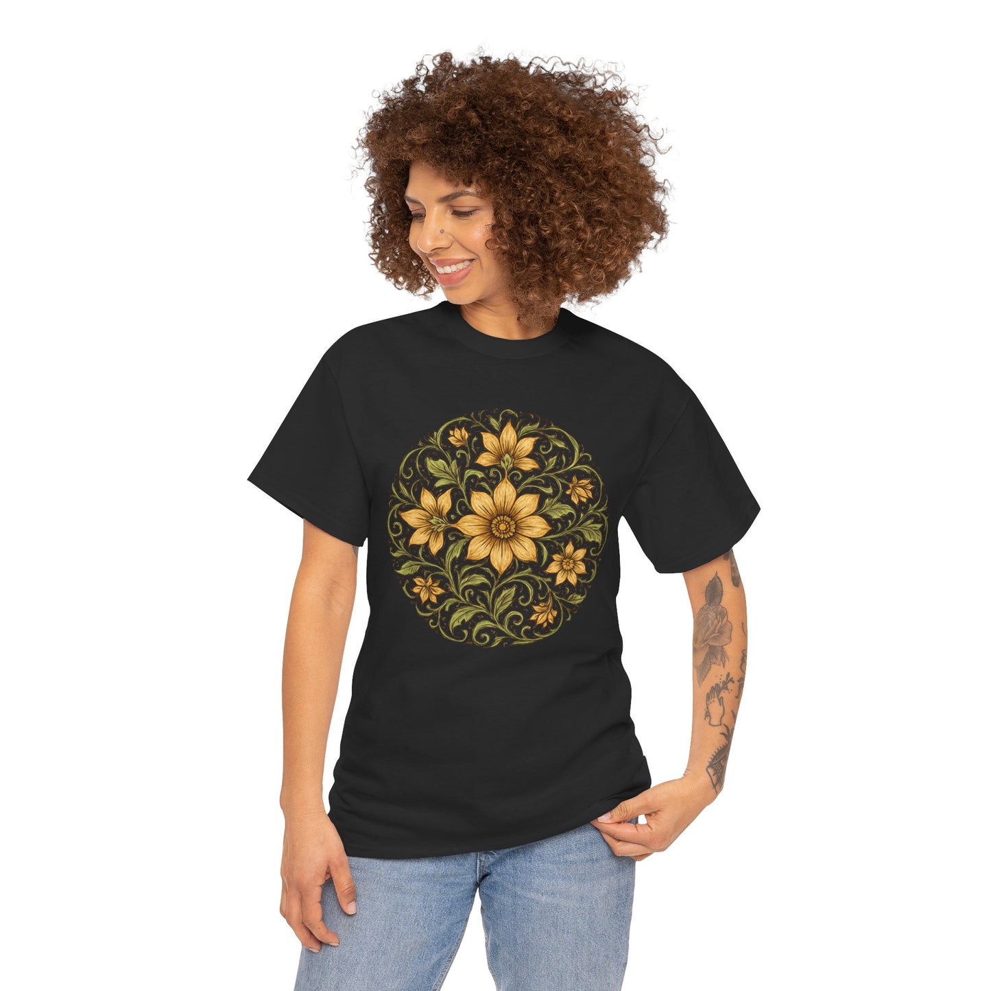 Spring Awakening Mandala T-Shirt – Boho Floral Aesthetic Tee