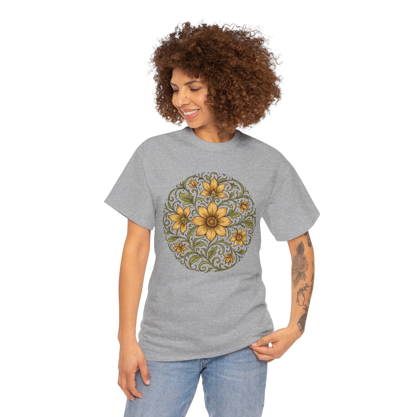 Spring Awakening Mandala T-Shirt – Boho Floral Aesthetic Tee