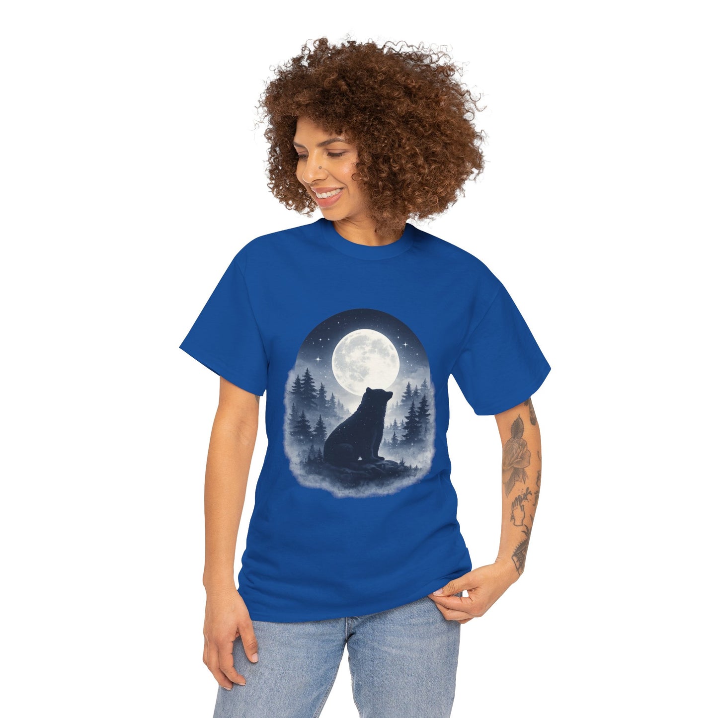 Mystic Bear Silhouette T-Shirt – Minimalist Nature Graphic Tee, Forest Spirit Design, Wildlife Lover Shirt