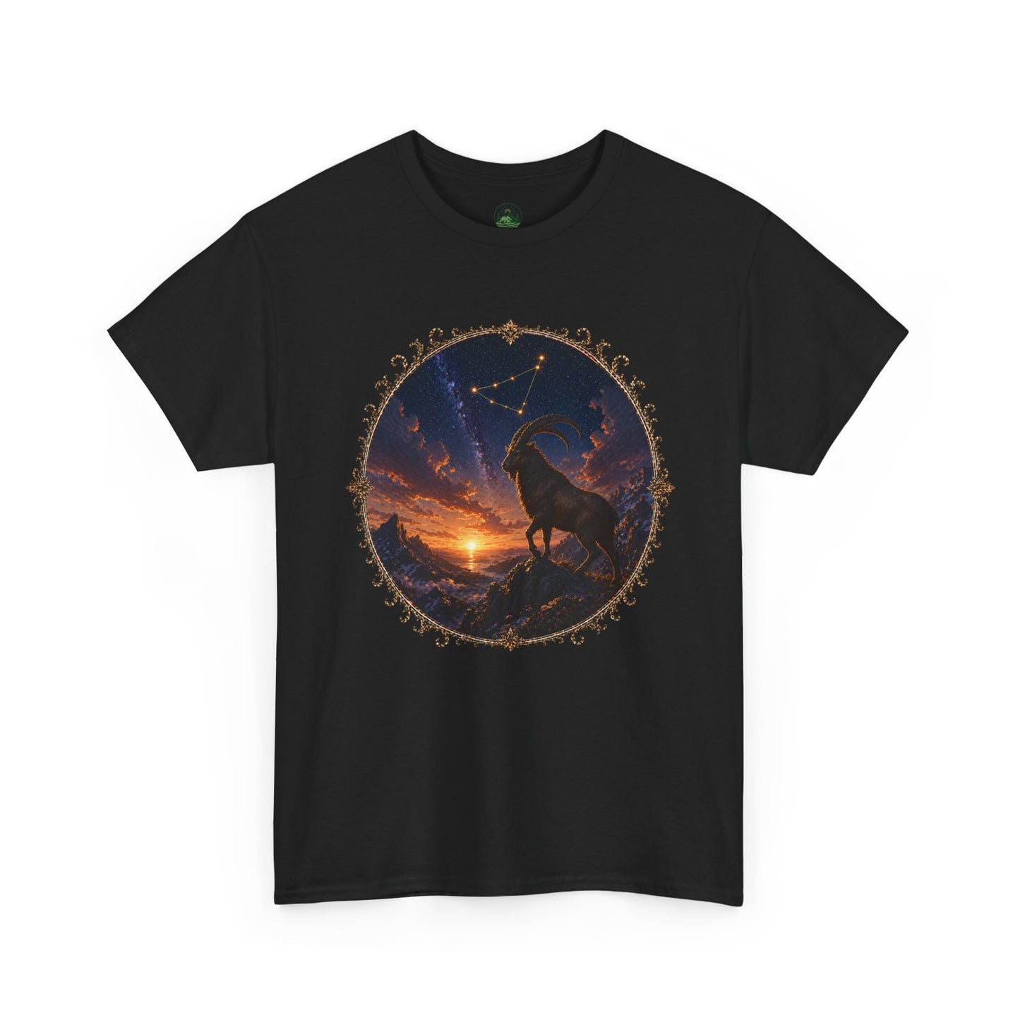 Capricorn Zodiac T-Shirt – Mountain Goat Ambition Design | Minimal Power Astrology Tee