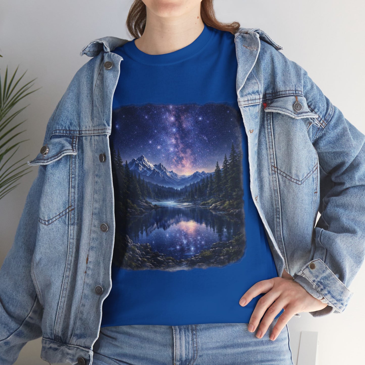 Midnight Reflection Nature T-Shirt – Moonlit Lake & Forest Design