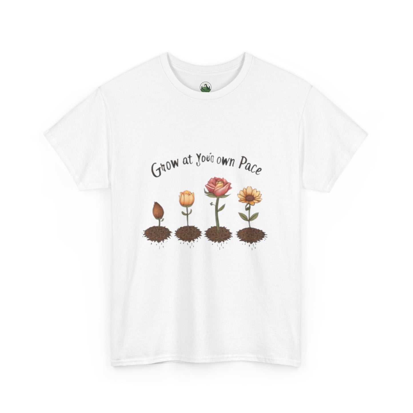 Grow at Your Own Pace T-Shirt – Minimalist Flower Pot Tee, Aesthetic Botanical Shirt, Unisex Gift for Plant Lovers