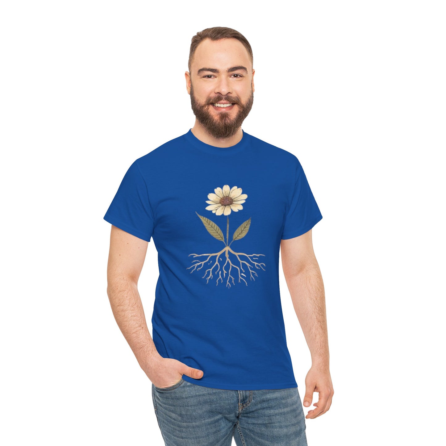 Minimalist Flower Roots T-Shirt – Nature Inspired Graphic Tee, Botanical Design, Aesthetic Plant Shirt, Unisex Cotton Tee