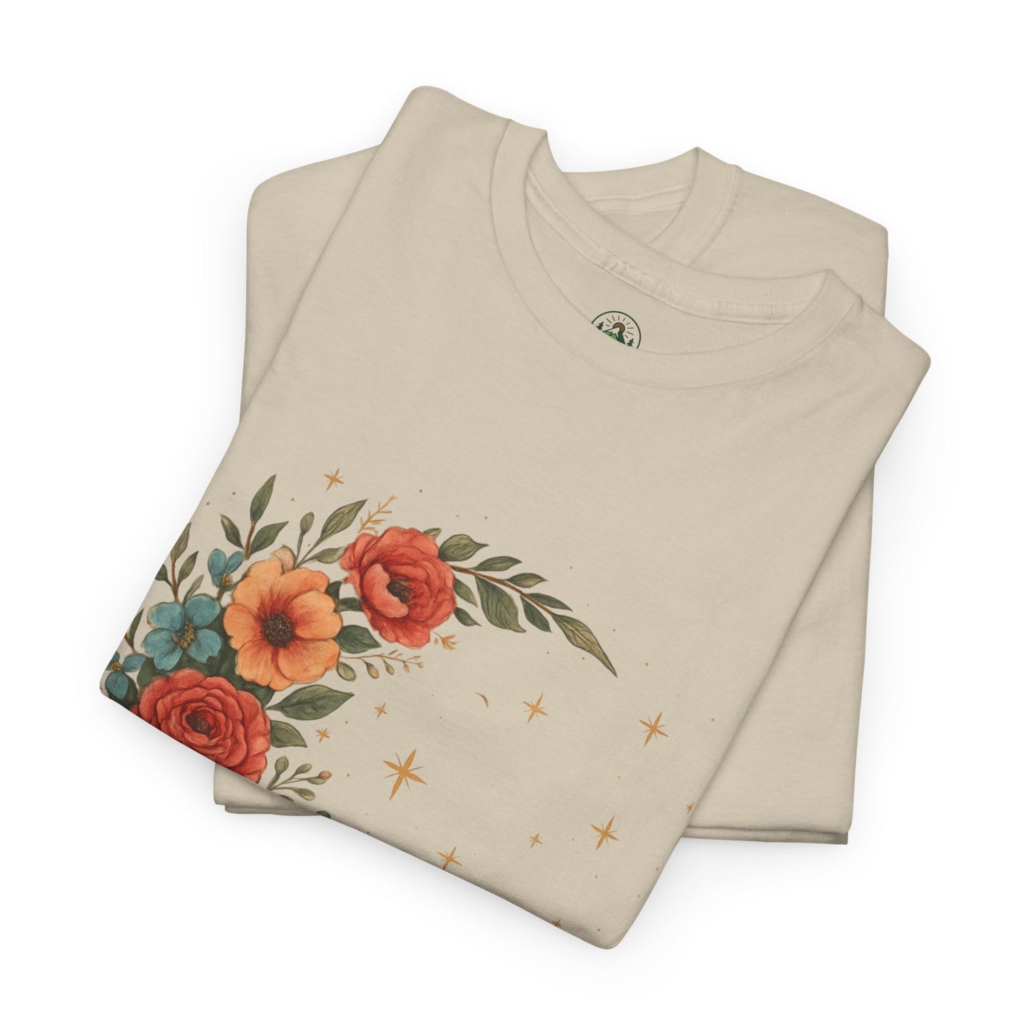 Floral Crescent Moon T-Shirt – Boho Nature Aesthetic Tee