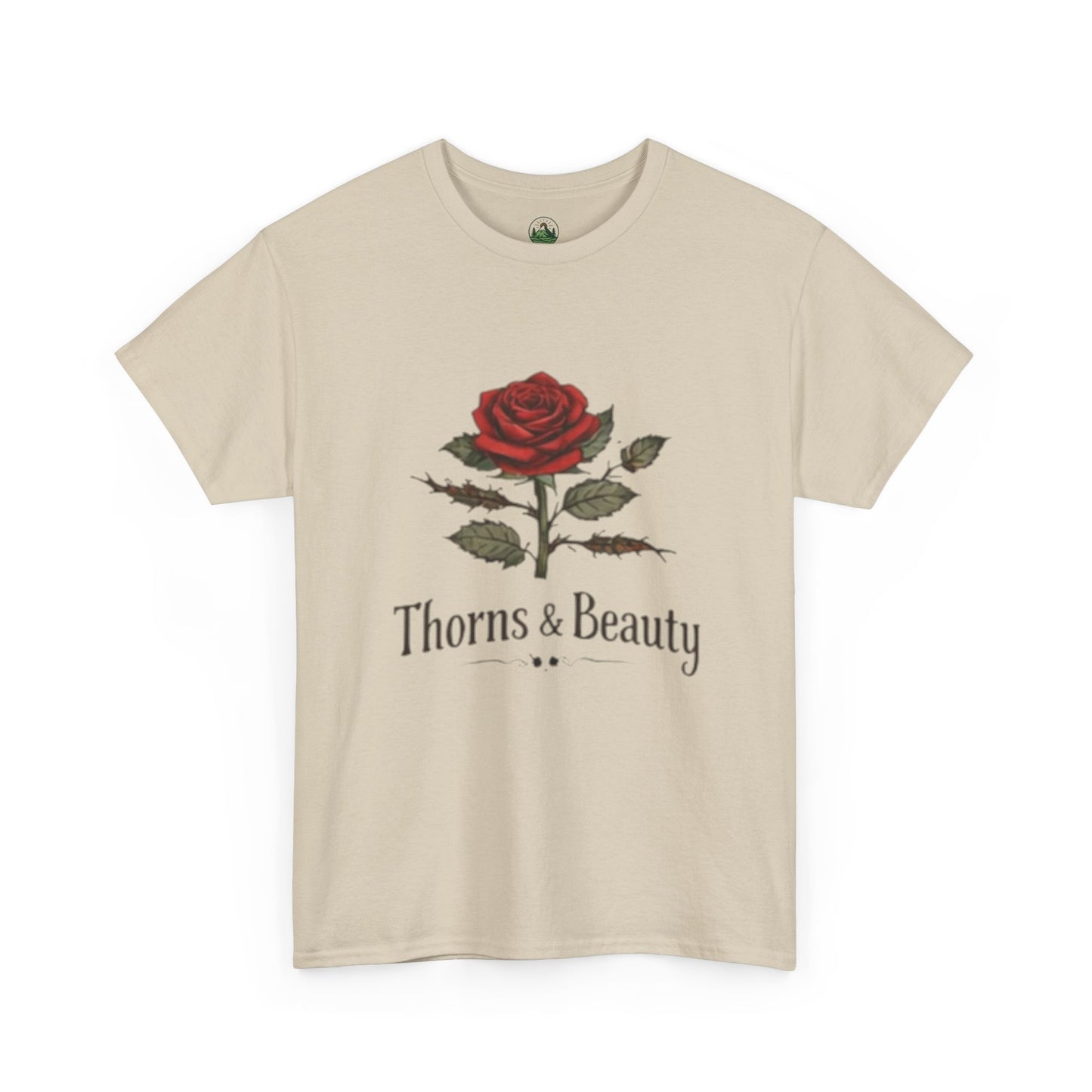 Thorns & Beauty Rose T-Shirt – Minimalist Floral Graphic Tee, Aesthetic Rose Design, Elegant Botanical Shirt