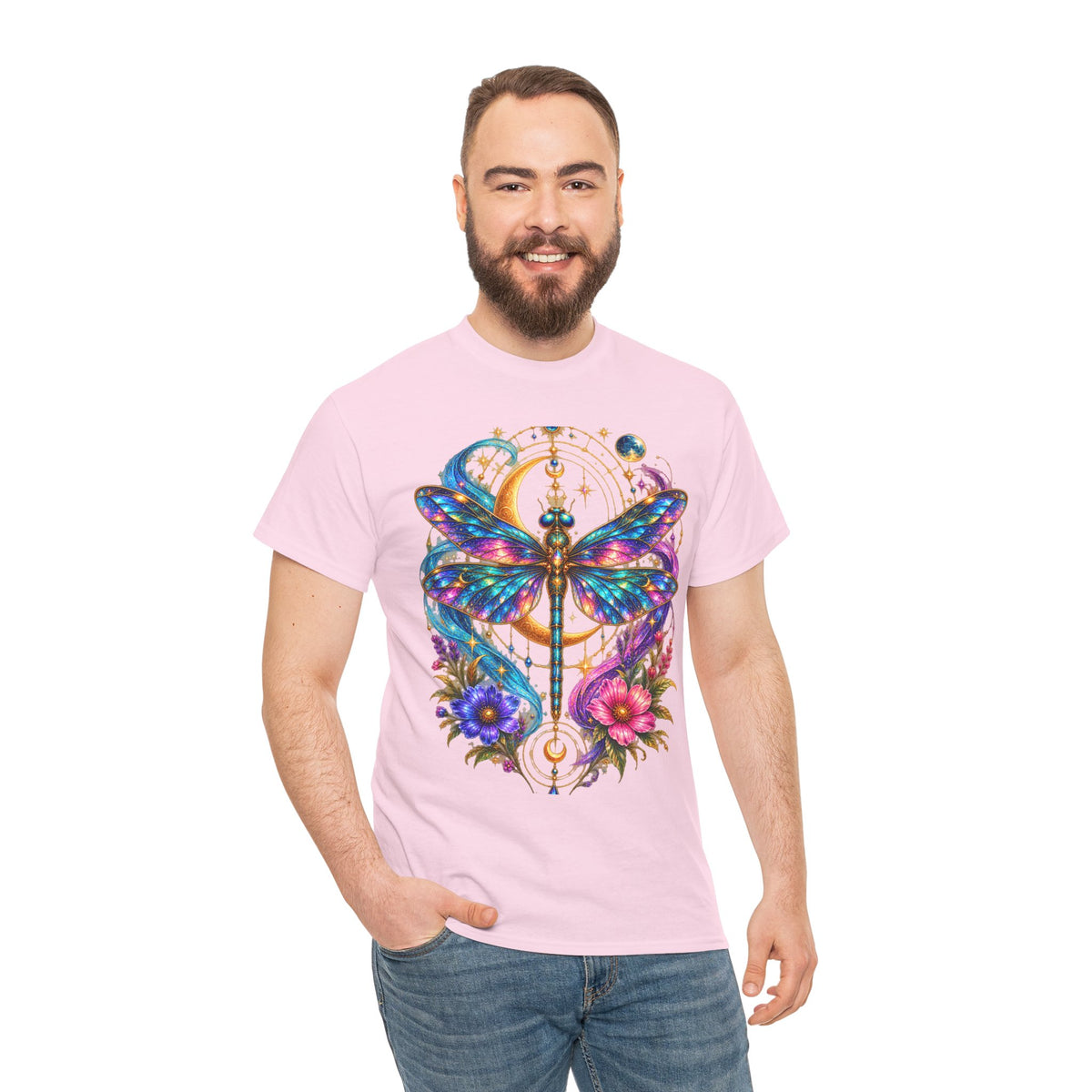 Celestial Dragonfly T-Shirt – Moon & Wildflower Nature Tee