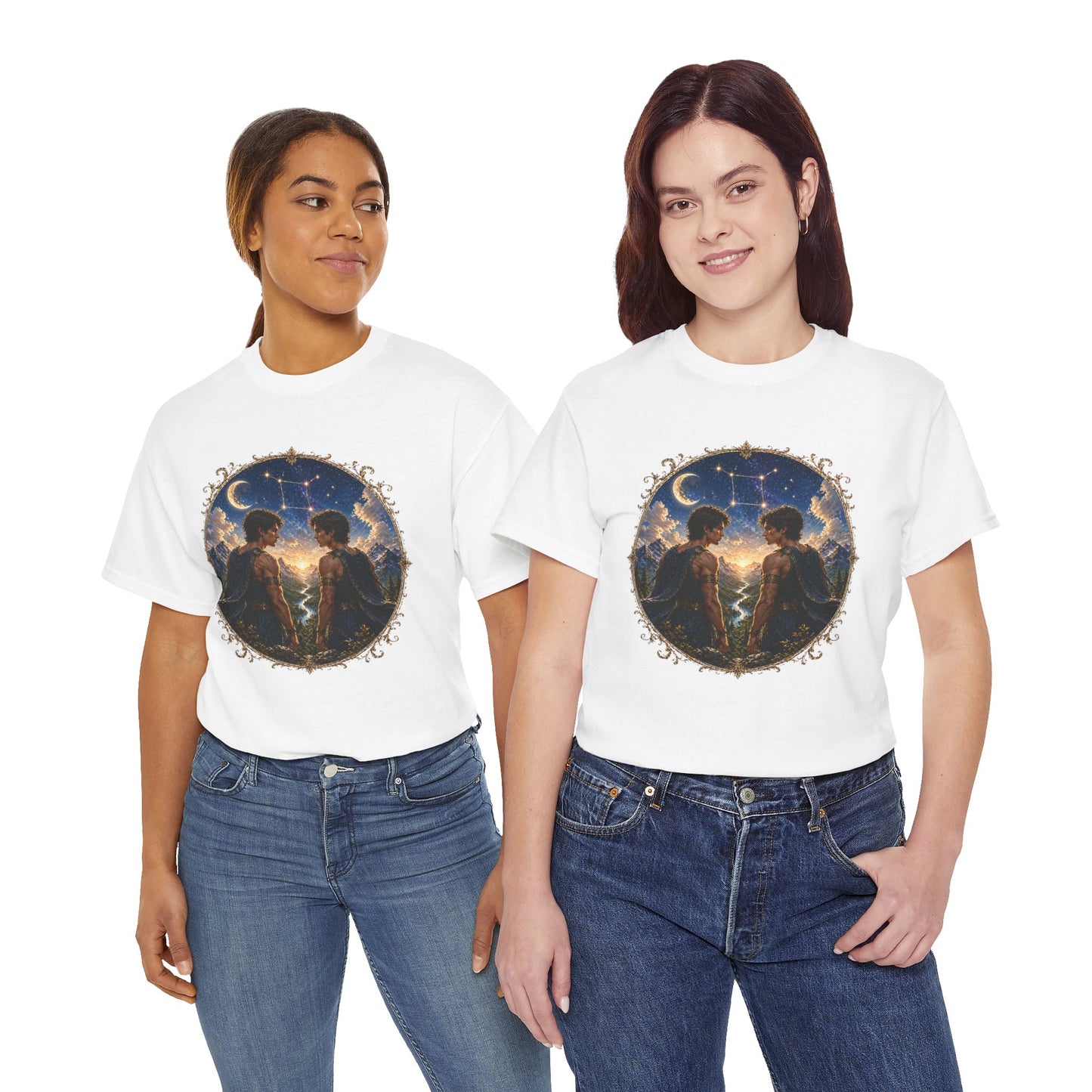 Gemini Zodiac T-Shirt – Dual Energy Twins Design | Astrology & Cosmic Nature Tee