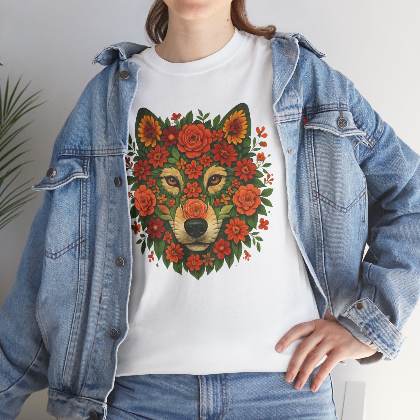 Floral Animal Portrait T-Shirt – Nature Art Aesthetic Tee