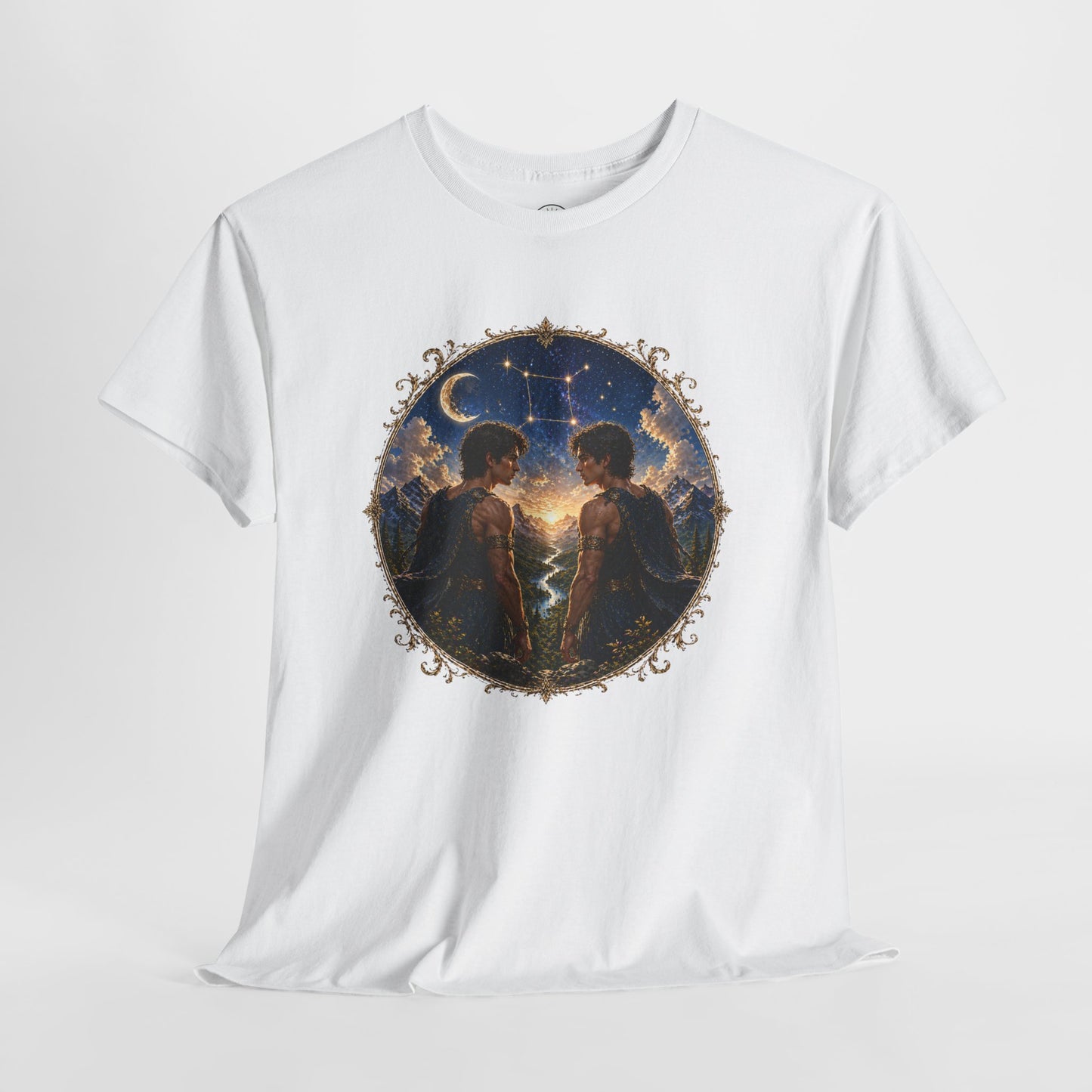Gemini Zodiac T-Shirt – Dual Energy Twins Design | Astrology & Cosmic Nature Tee