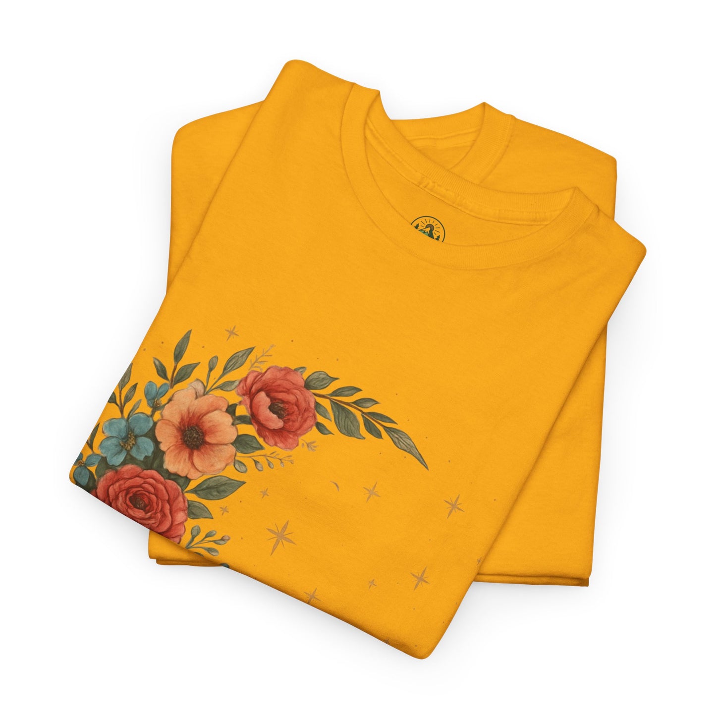 Floral Crescent Moon T-Shirt – Boho Nature Aesthetic Tee