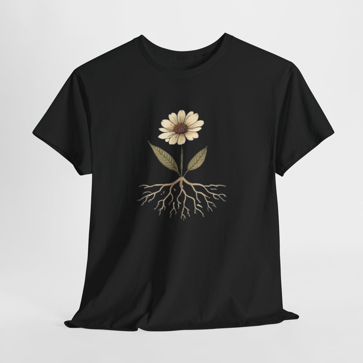Minimalist Flower Roots T-Shirt – Nature Inspired Graphic Tee, Botanical Design, Aesthetic Plant Shirt, Unisex Cotton Tee
