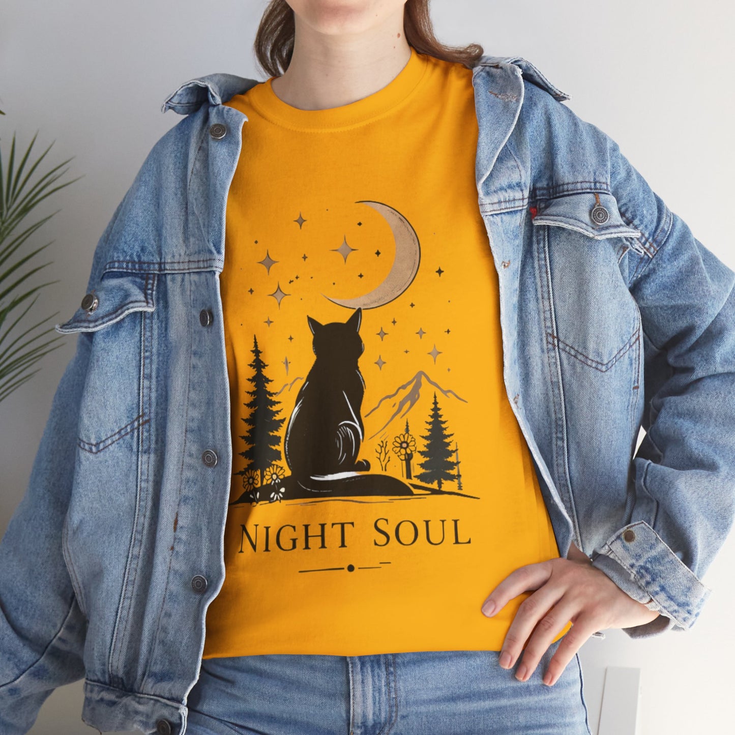 Black Cat Moon T-Shirt – Night Soul Aesthetic Tee, Minimalist Cat Lover Shirt