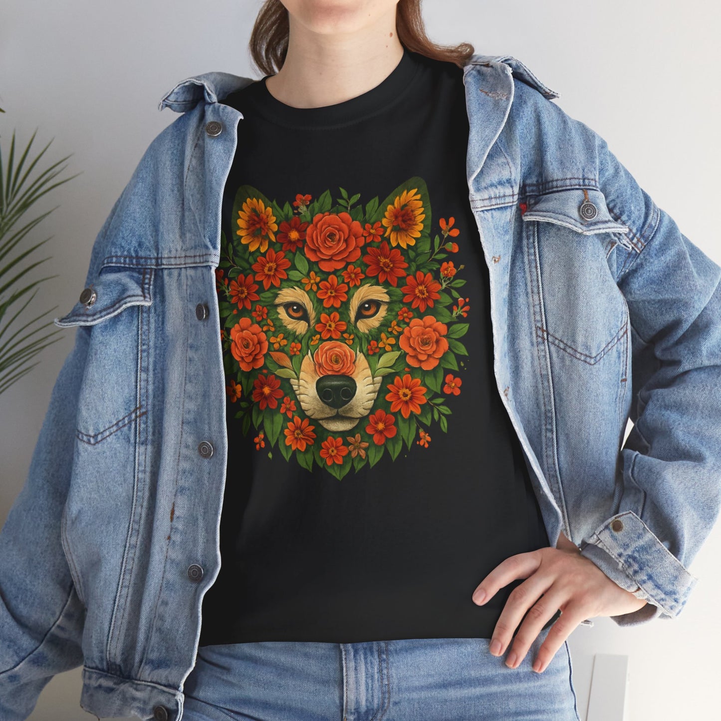 Floral Animal Portrait T-Shirt – Nature Art Aesthetic Tee
