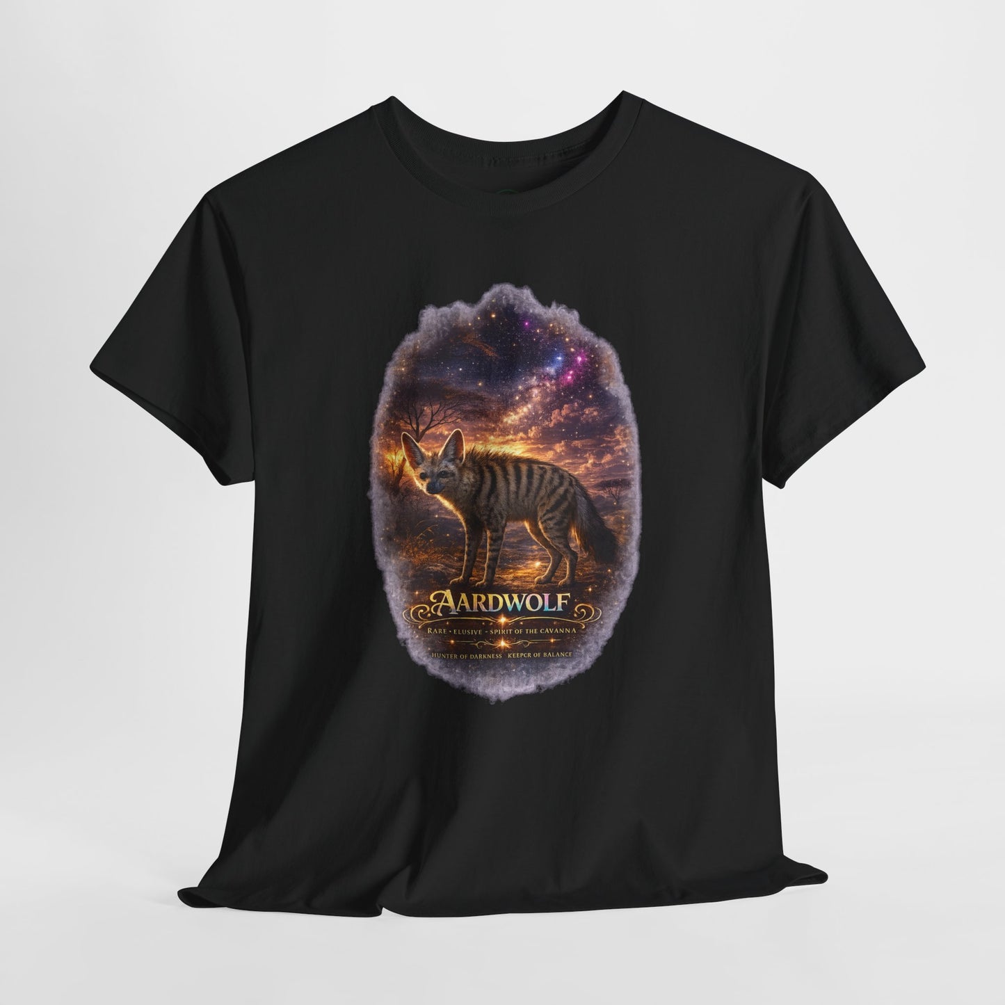 Aardwolf T-Shirt – Mystic Night Wildlife Design | Rare Cosmic Animal Graphic Tee