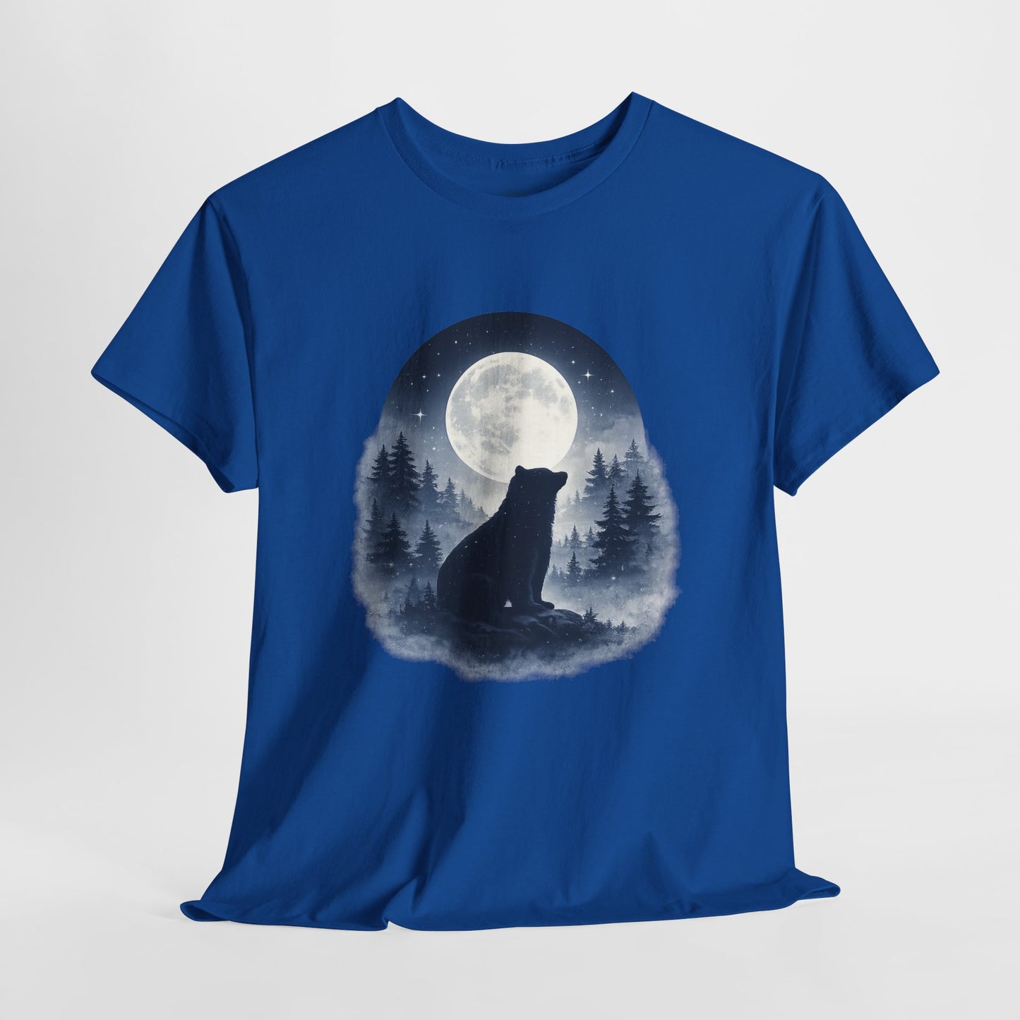 Mystic Bear Silhouette T-Shirt – Minimalist Nature Graphic Tee, Forest Spirit Design, Wildlife Lover Shirt