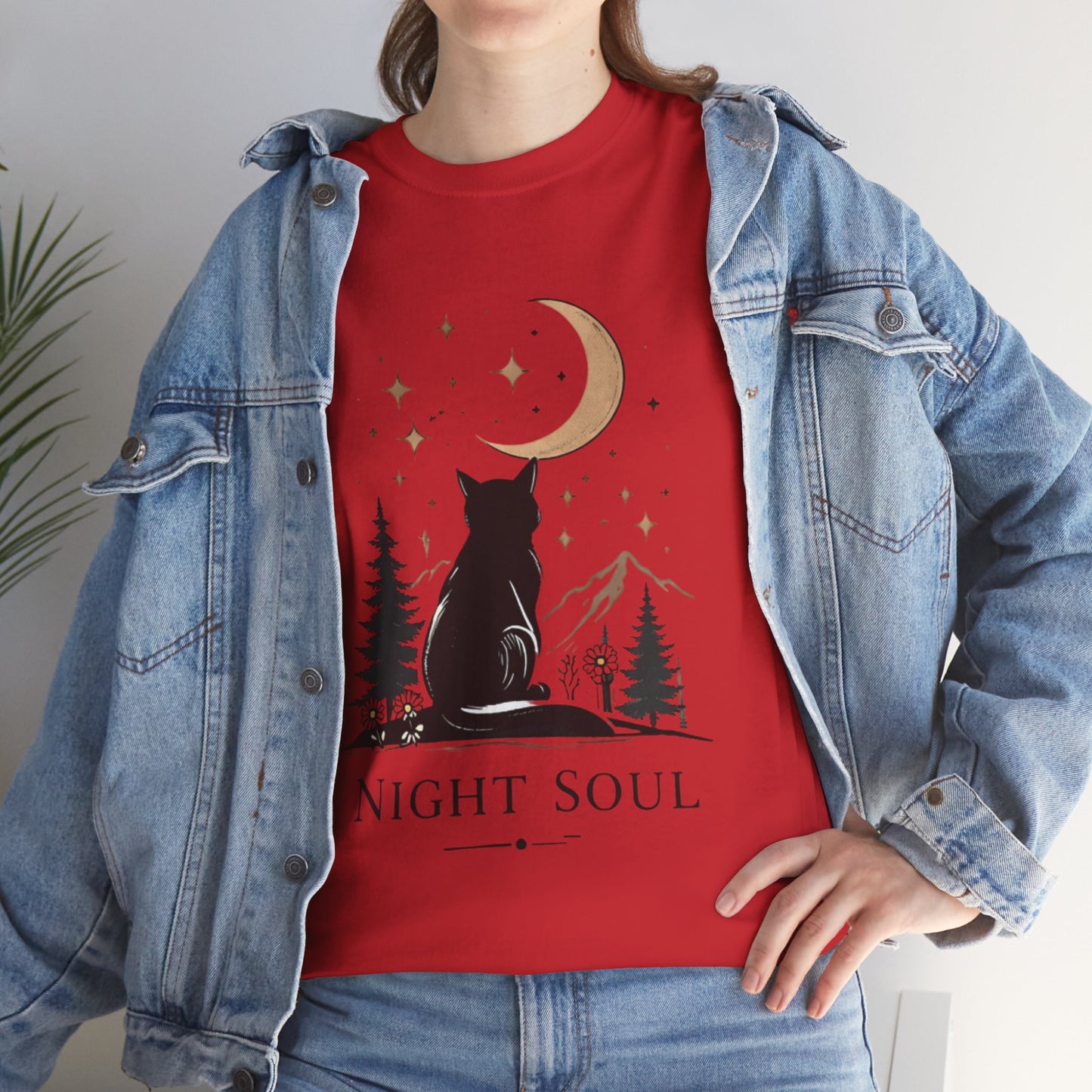 Black Cat Moon T-Shirt – Night Soul Aesthetic Tee, Minimalist Cat Lover Shirt