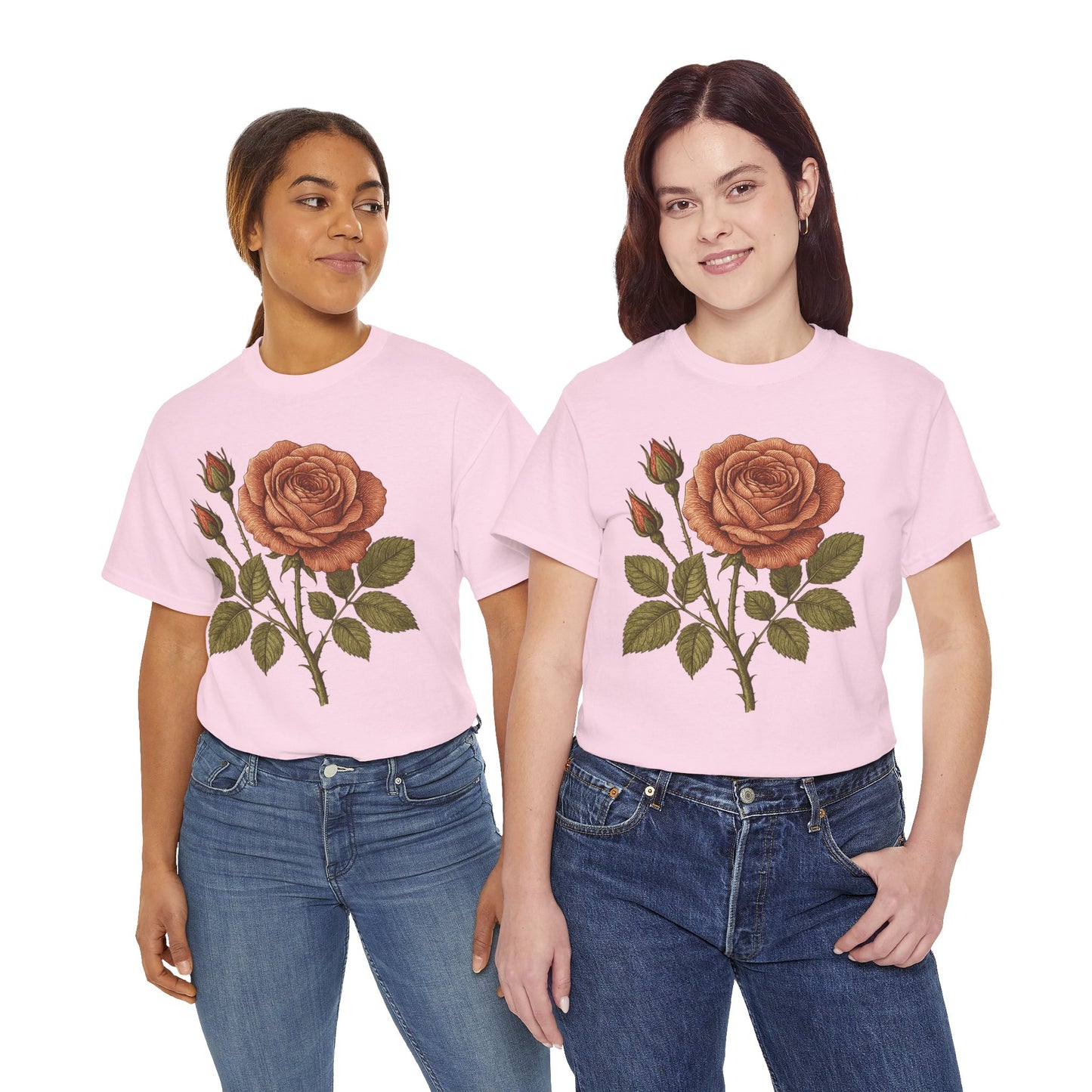 Vintage Botanical Rose T-Shirt – Minimalist Floral Aesthetic Tee