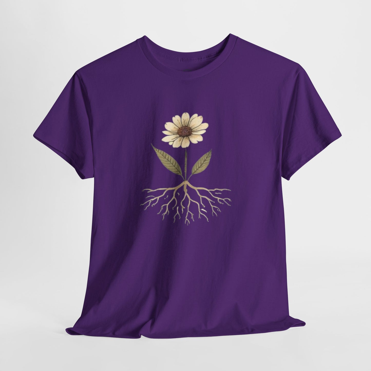 Minimalist Flower Roots T-Shirt – Nature Inspired Graphic Tee, Botanical Design, Aesthetic Plant Shirt, Unisex Cotton Tee