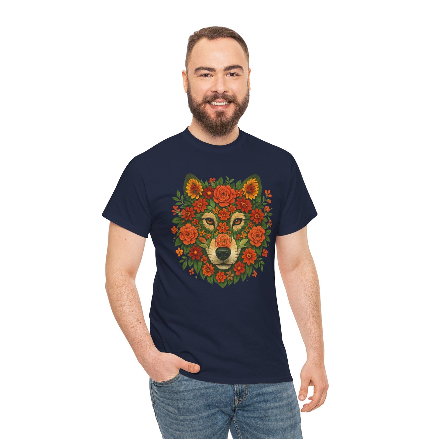 Floral Animal Portrait T-Shirt – Nature Art Aesthetic Tee