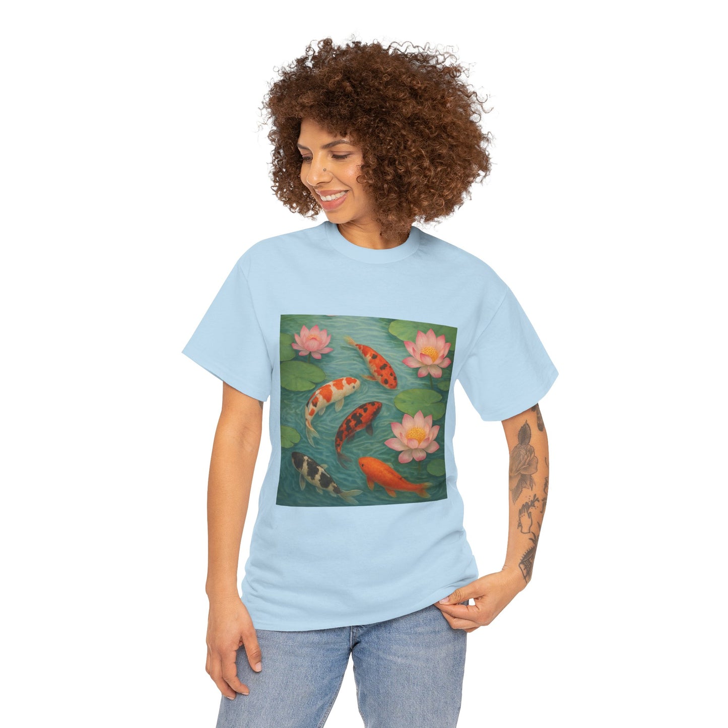 Koi Fish Lotus Pond T-Shirt – Zen Nature Aesthetic Tee