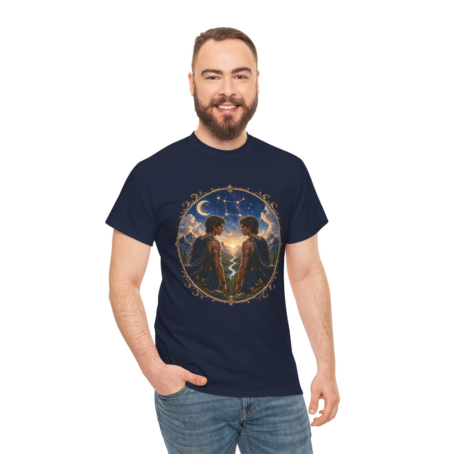 Gemini Zodiac T-Shirt – Dual Energy Twins Design | Astrology & Cosmic Nature Tee