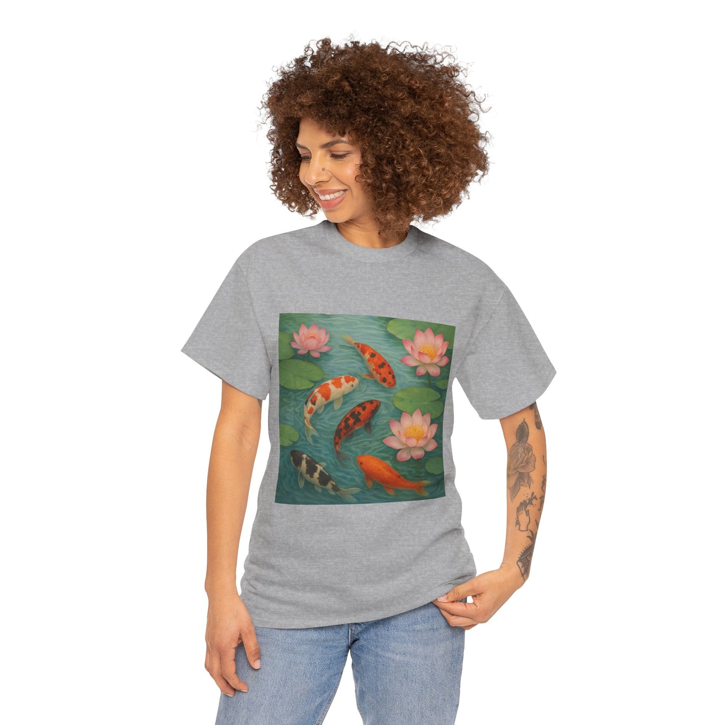 Koi Fish Lotus Pond T-Shirt – Zen Nature Aesthetic Tee
