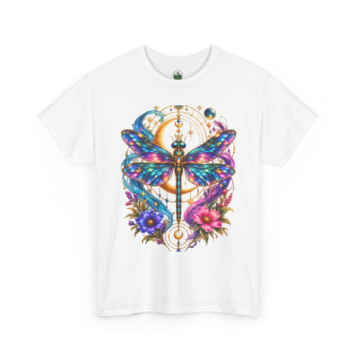 Celestial Dragonfly T-Shirt – Moon & Wildflower Nature Tee