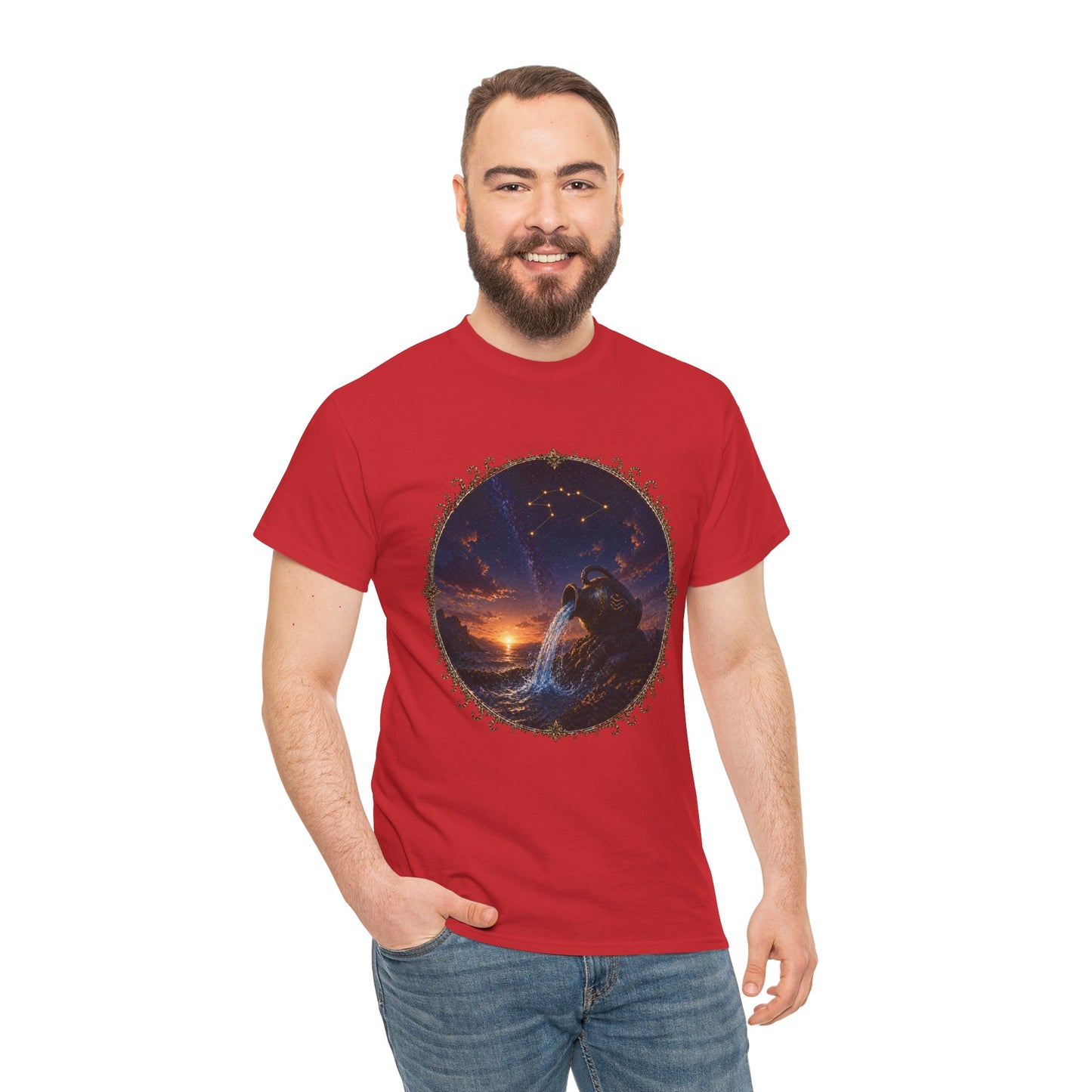 Aquarius Zodiac T-Shirt – Water Bearer Cosmic Design | Unique & Visionary Astrology Tee