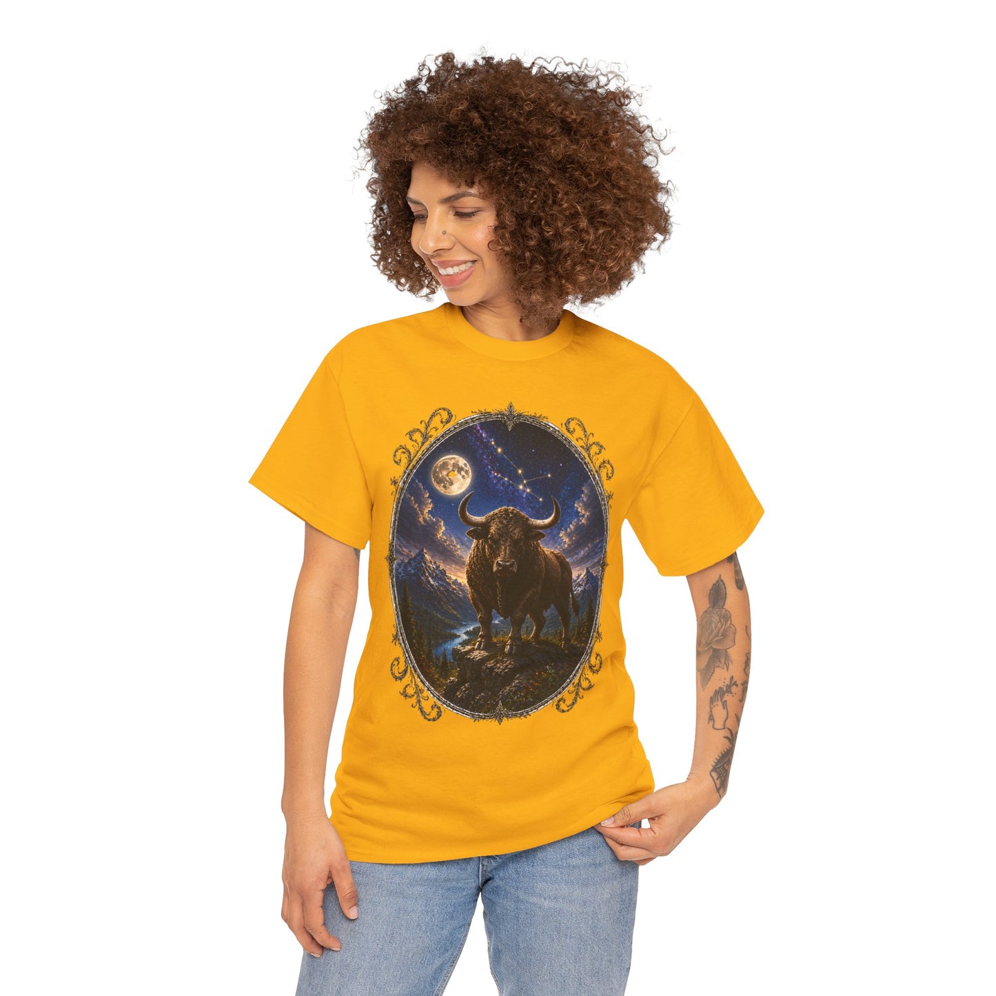 Taurus Zodiac T-Shirt – Mystic Bull Night Design | Nature & Astrology Tee