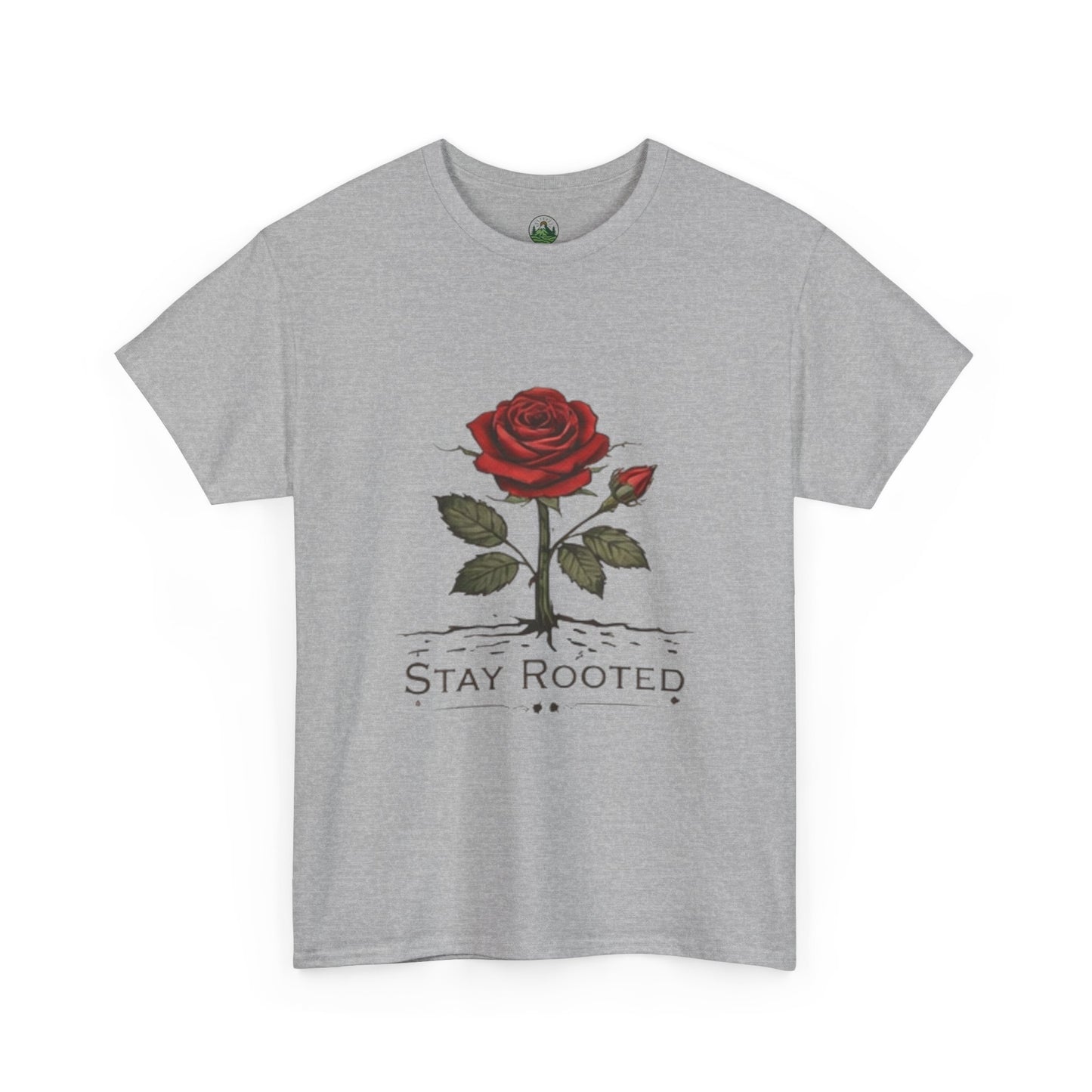 Stay Rooted Rose T-Shirt – Minimalist Nature Graphic Tee, Unisex Botanical Shirt, Nature Lover Gift