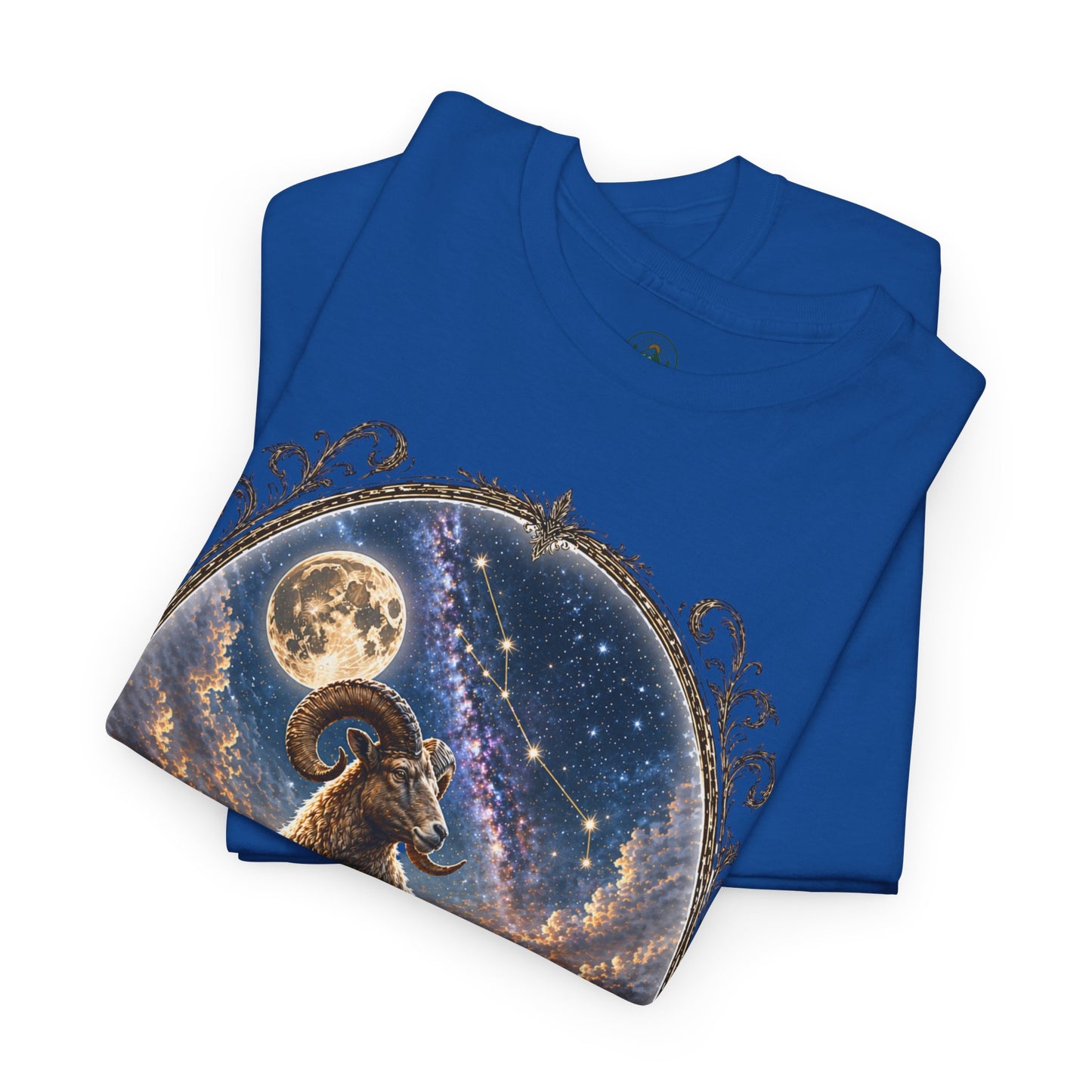 Aries Zodiac T-Shirt – Mystic Ram Moon Shirt, Astrology Graphic Tee, Spiritual Horoscope Design