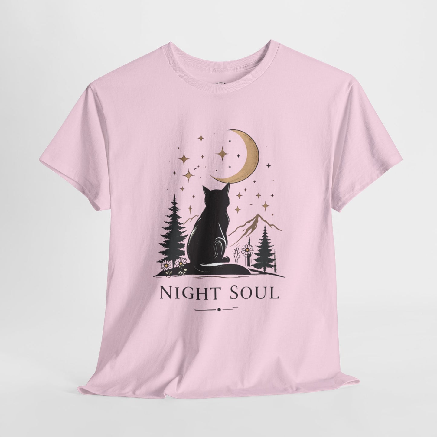 Black Cat Moon T-Shirt – Night Soul Aesthetic Tee, Minimalist Cat Lover Shirt