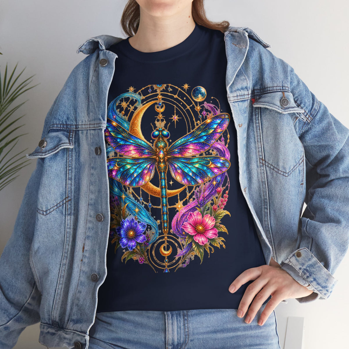 Celestial Dragonfly T-Shirt – Moon & Wildflower Nature Tee