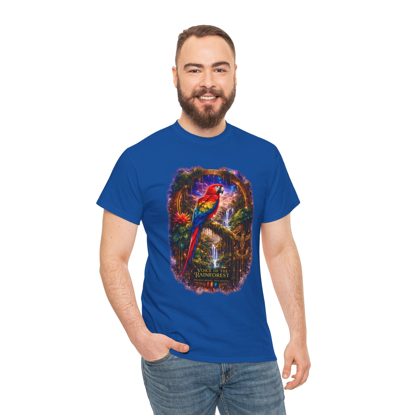 Scarlet Macaw T-Shirt – Tropical Rainforest Cosmic Design | Exotic Bird Wildlife Tee