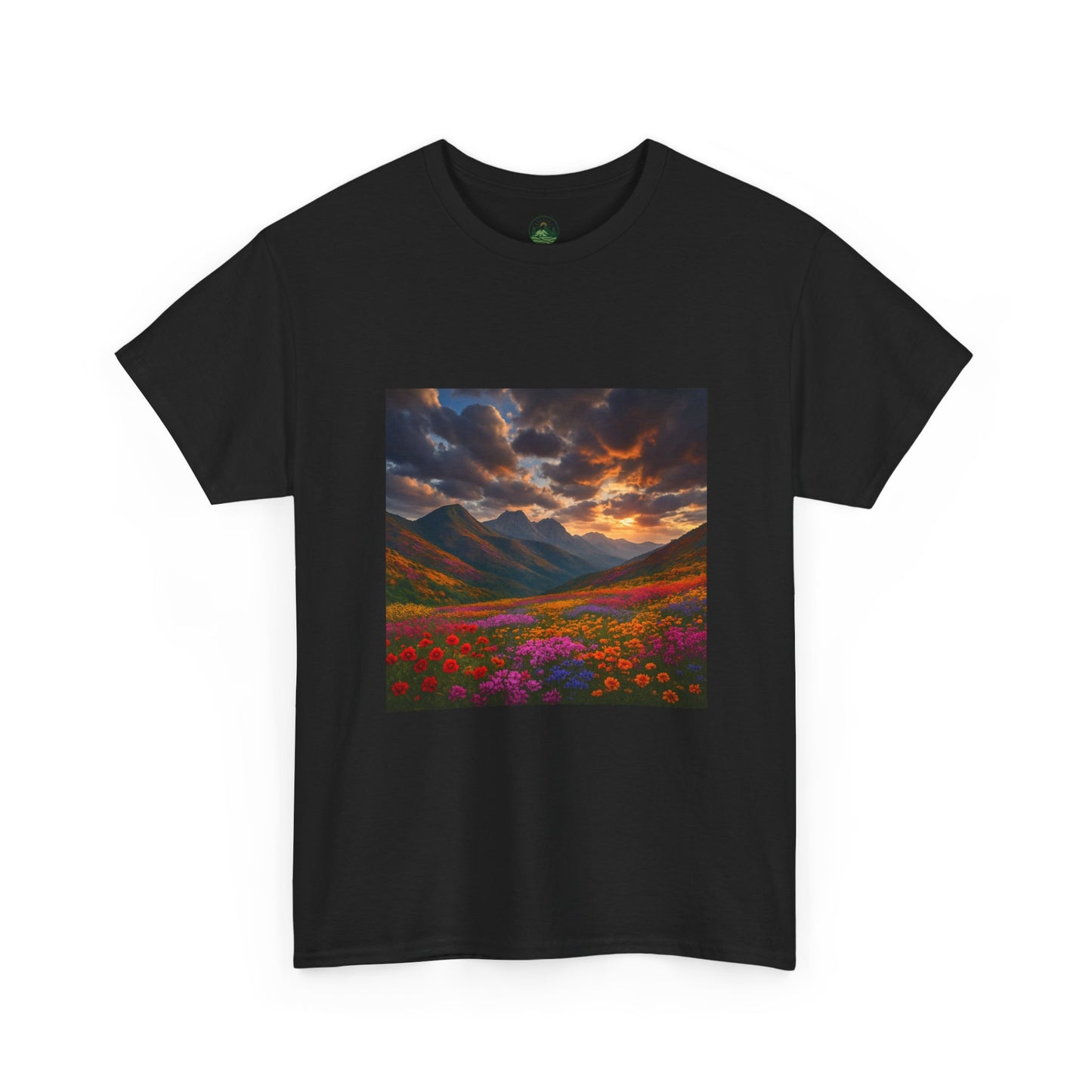 Wildflower Mountain Landscape T-Shirt – Minimalist Nature Graphic Tee
