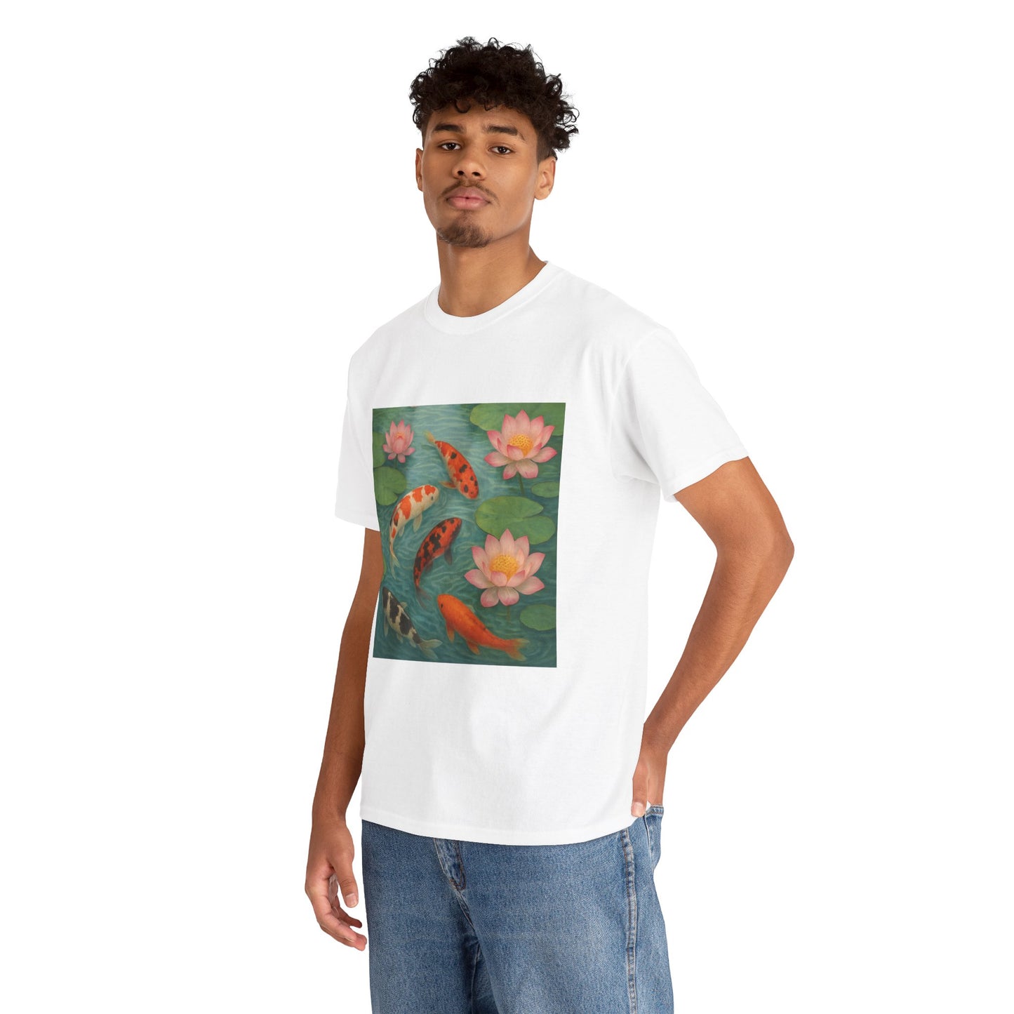Koi Fish Lotus Pond T-Shirt – Zen Nature Aesthetic Tee