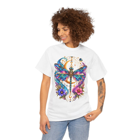 Celestial Dragonfly T-Shirt – Moon & Wildflower Nature Tee