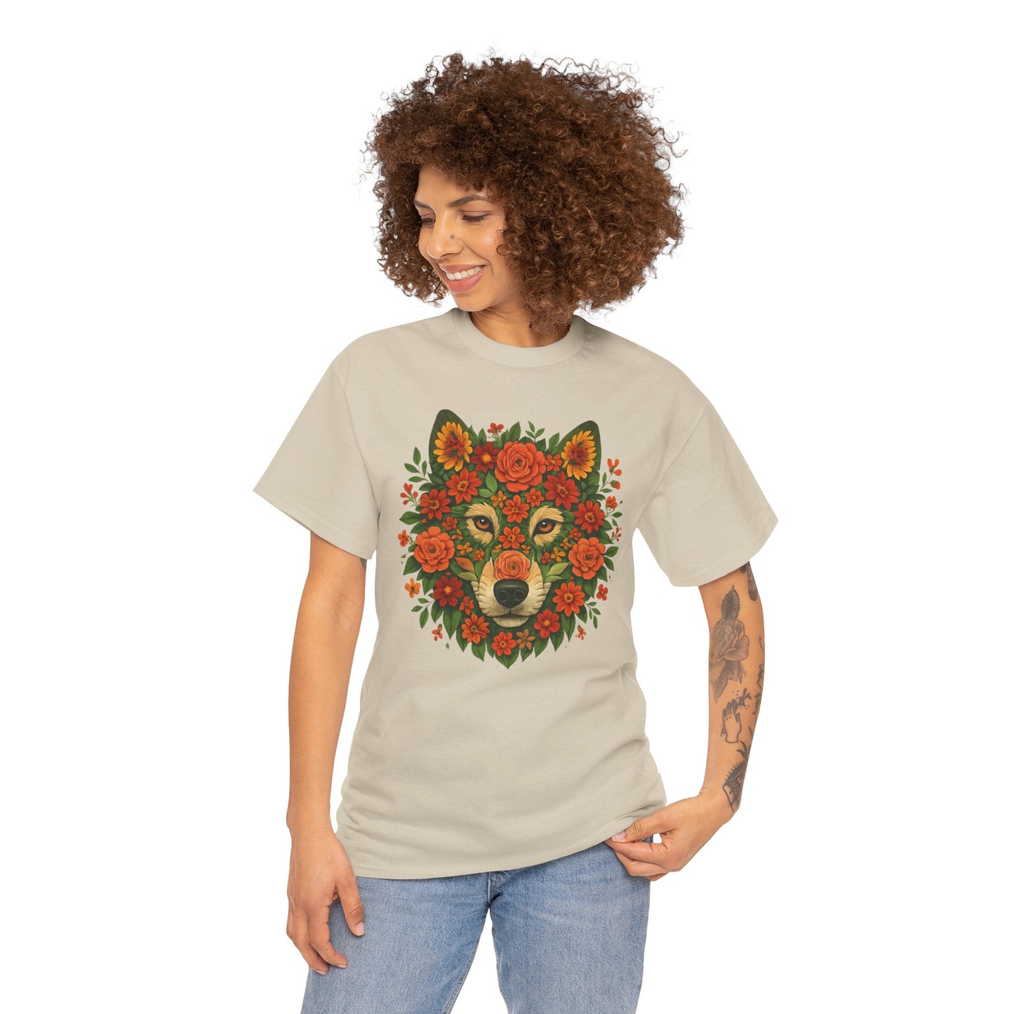 Floral Animal Portrait T-Shirt – Nature Art Aesthetic Tee