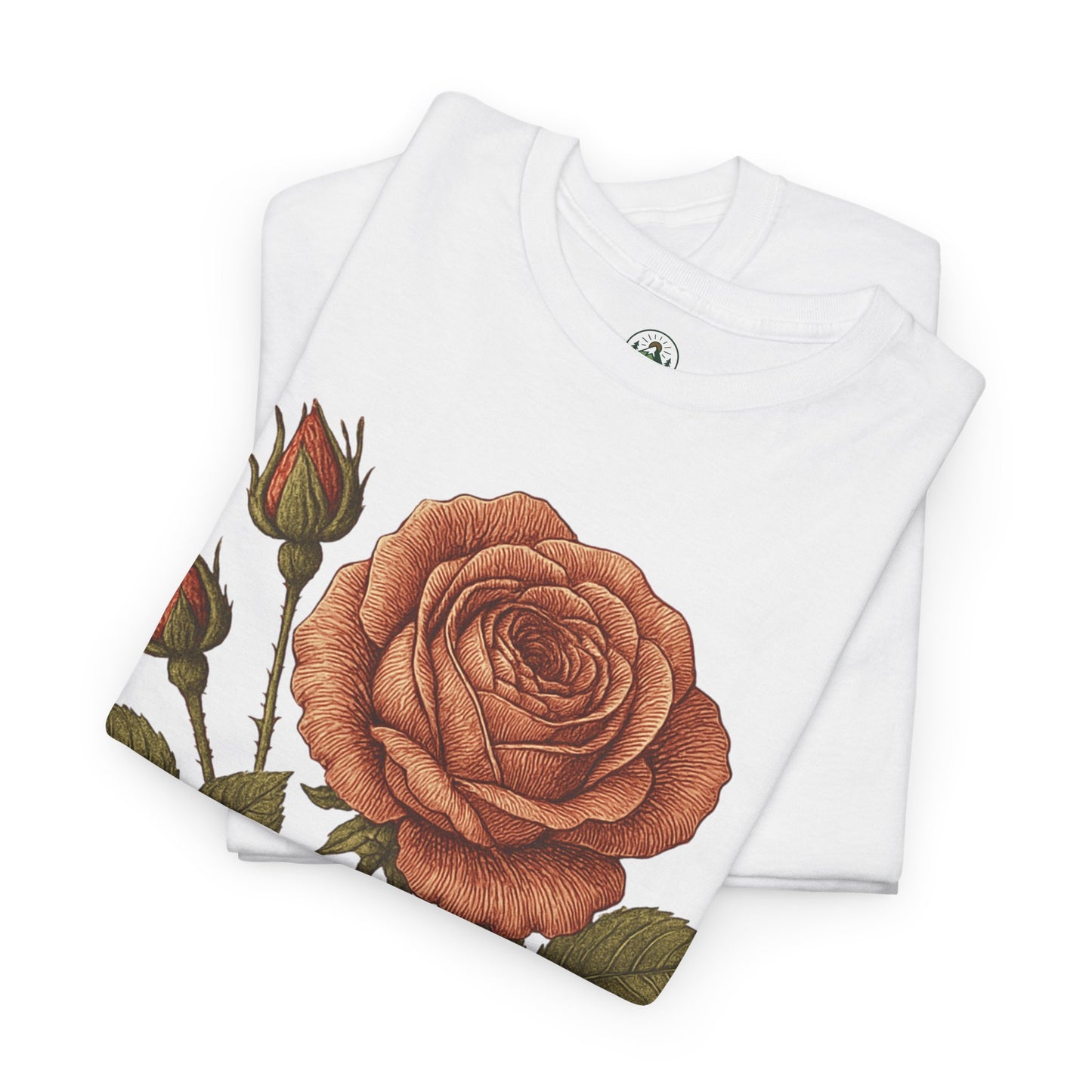 Vintage Botanical Rose T-Shirt – Minimalist Floral Aesthetic Tee