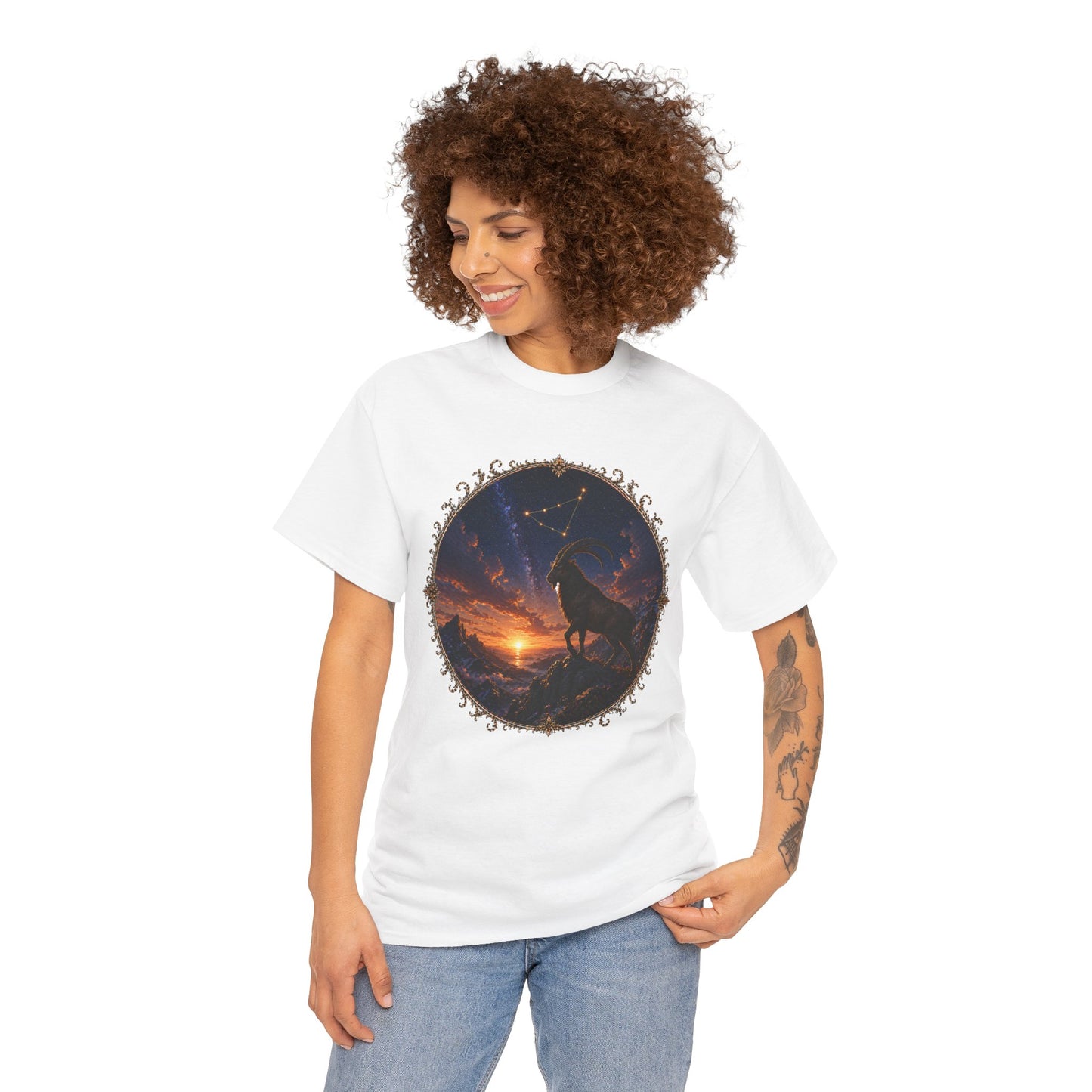 Capricorn Zodiac T-Shirt – Mountain Goat Ambition Design | Minimal Power Astrology Tee
