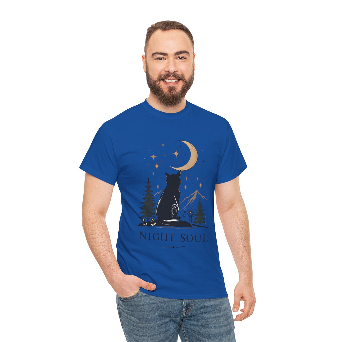 Black Cat Moon T-Shirt – Night Soul Aesthetic Tee, Minimalist Cat Lover Shirt