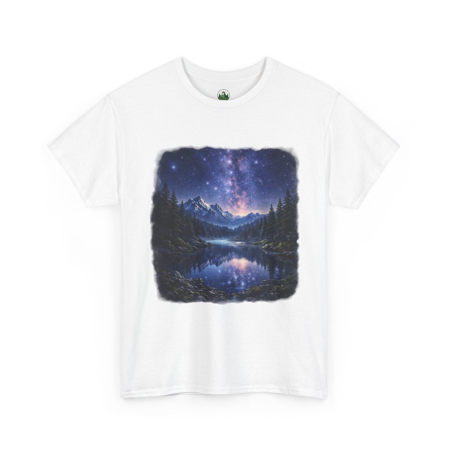 Midnight Reflection Nature T-Shirt – Moonlit Lake & Forest Design