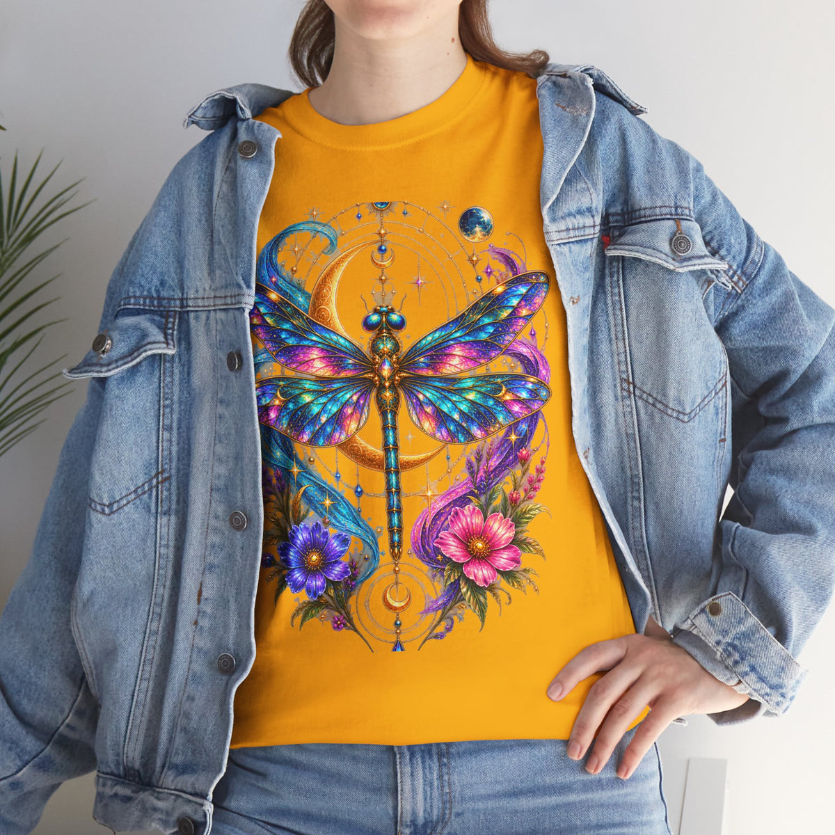 Celestial Dragonfly T-Shirt – Moon & Wildflower Nature Tee