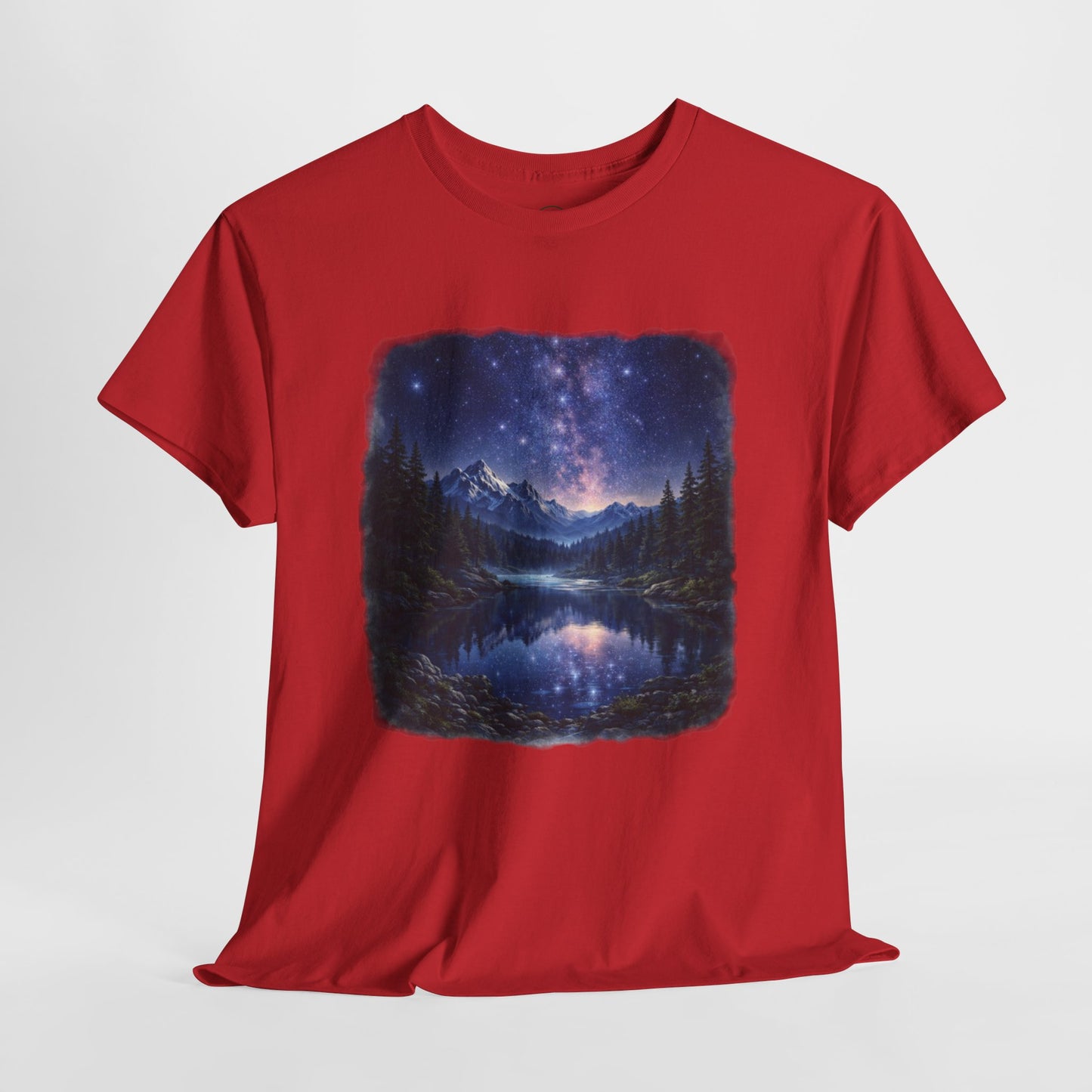 Midnight Reflection Nature T-Shirt – Moonlit Lake & Forest Design