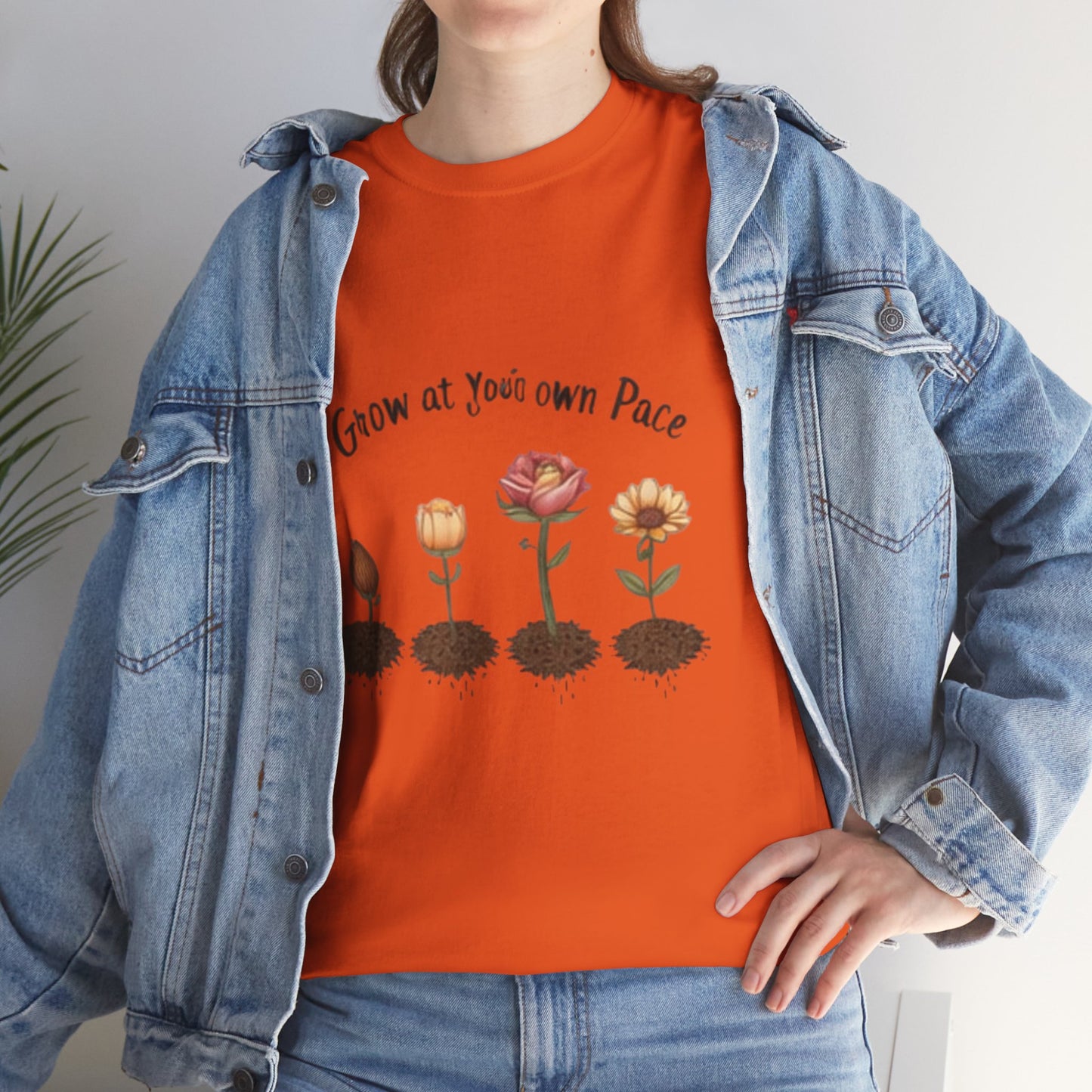 Grow at Your Own Pace T-Shirt – Minimalist Flower Pot Tee, Aesthetic Botanical Shirt, Unisex Gift for Plant Lovers