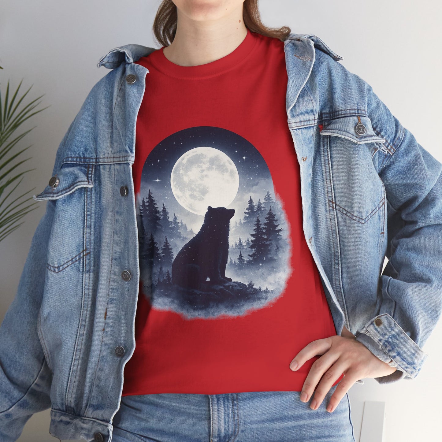 Mystic Bear Silhouette T-Shirt – Minimalist Nature Graphic Tee, Forest Spirit Design, Wildlife Lover Shirt