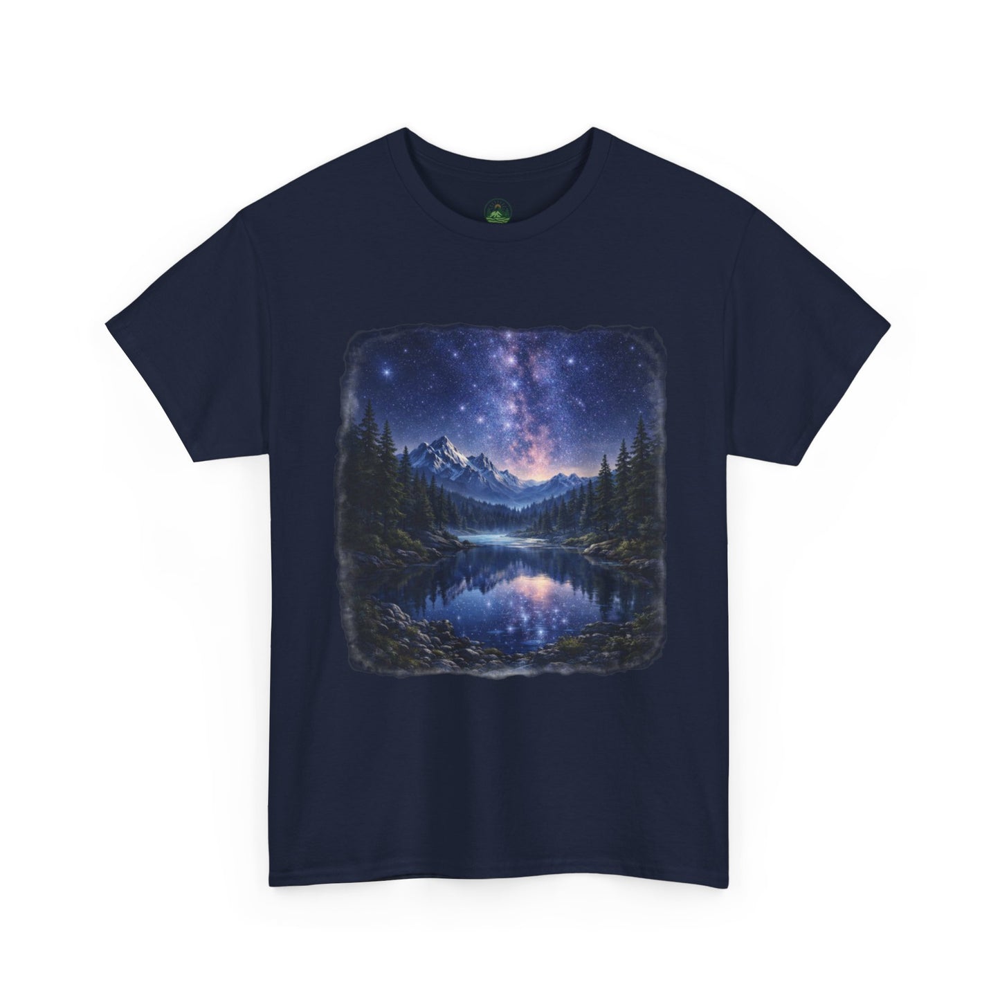 Midnight Reflection Nature T-Shirt – Moonlit Lake & Forest Design